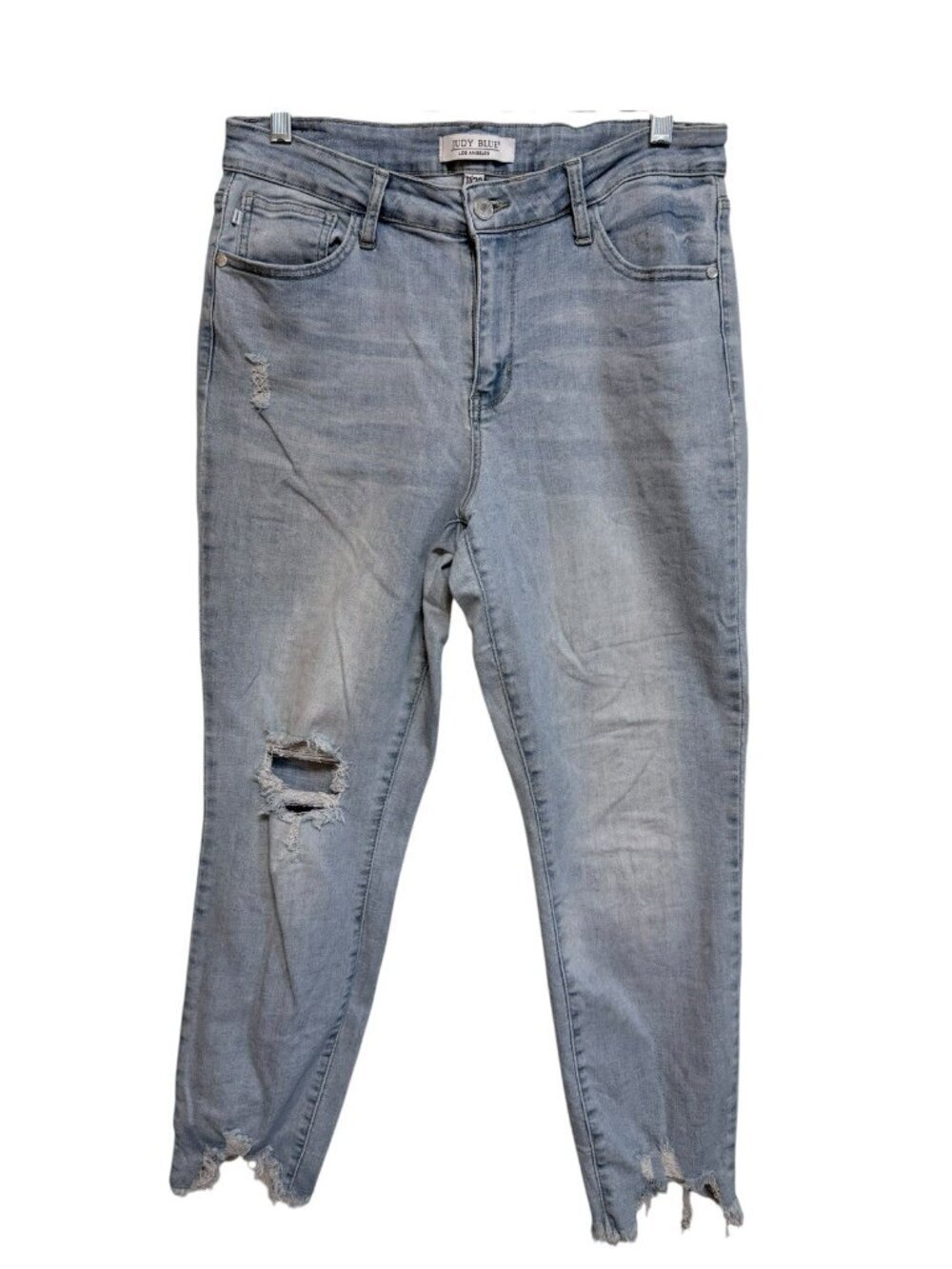 Judy Blue Style JB88389 Light Wash Jeans Size 11/30 Distressed Trashed Raw Hem